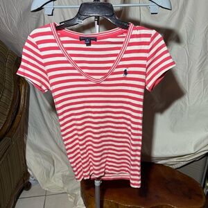 Ralph Lauren Red and White Striped Tee 0056